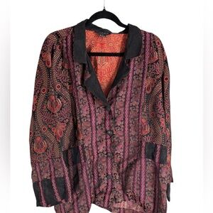 Vintage Citron Santa Monica rayon silk Asian blazer jacket 0X plus size